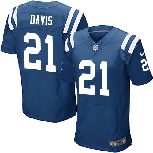 Men's Elite Vontae Davis Nike Jersey Royal Blue Home - #21 NFL Indianapolis Colts